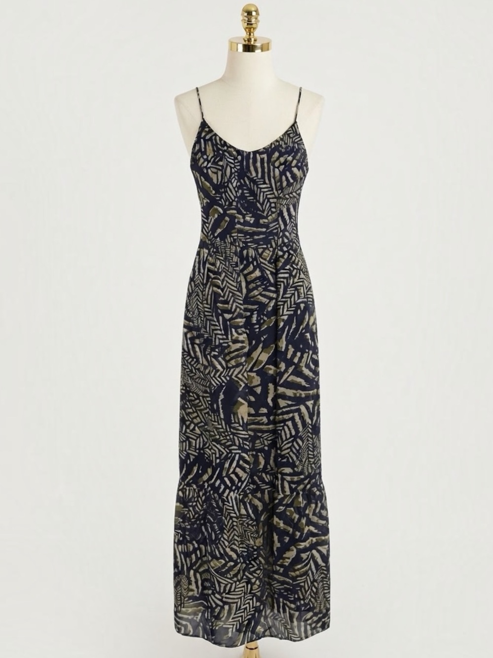 Banana Republic Heritage Slip Maxi Dress Abstract Leaf Botanical Print Size 2